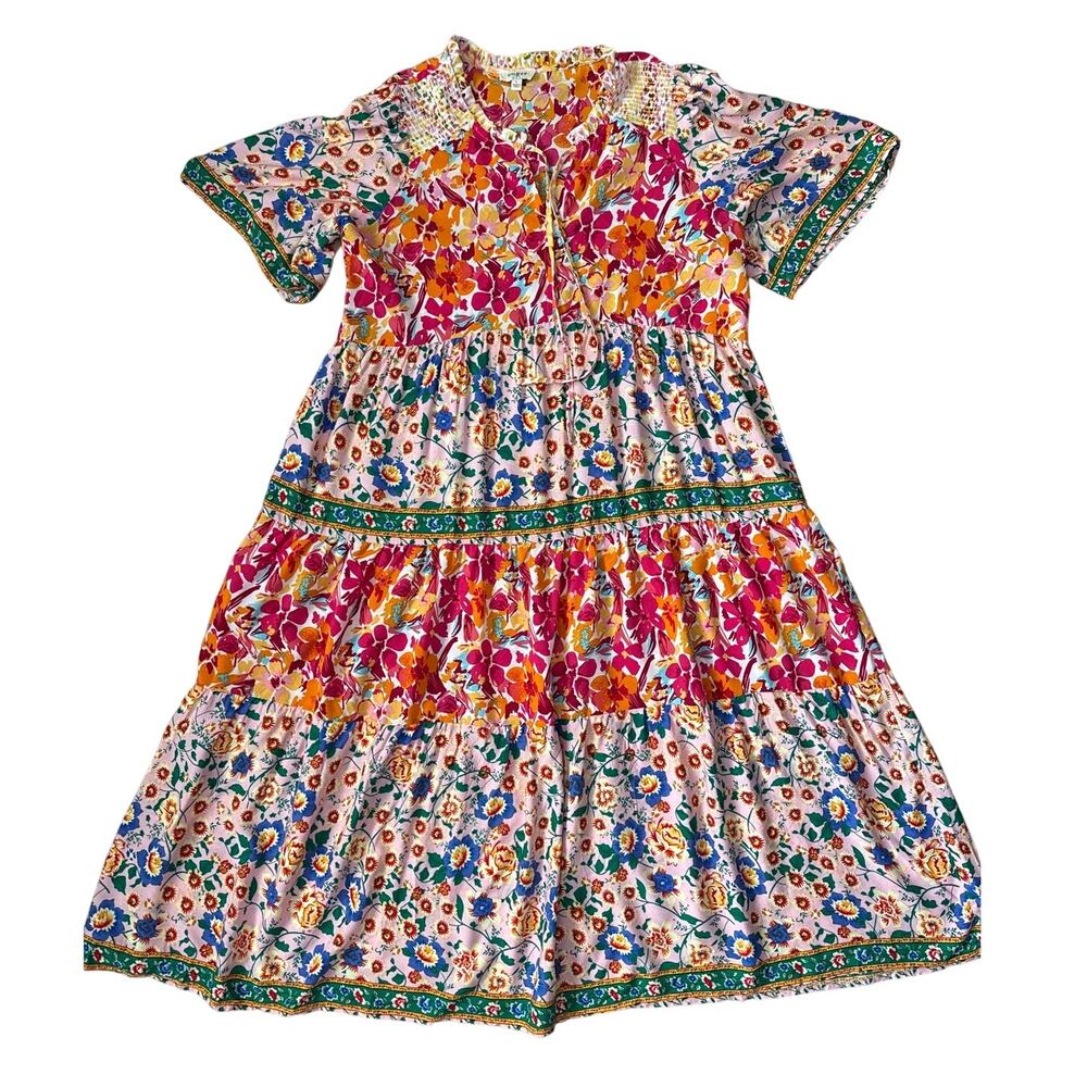 Umgee Mixed Floral Print Tiered Sundress Multicolor Size Large - Picture 10 of 10